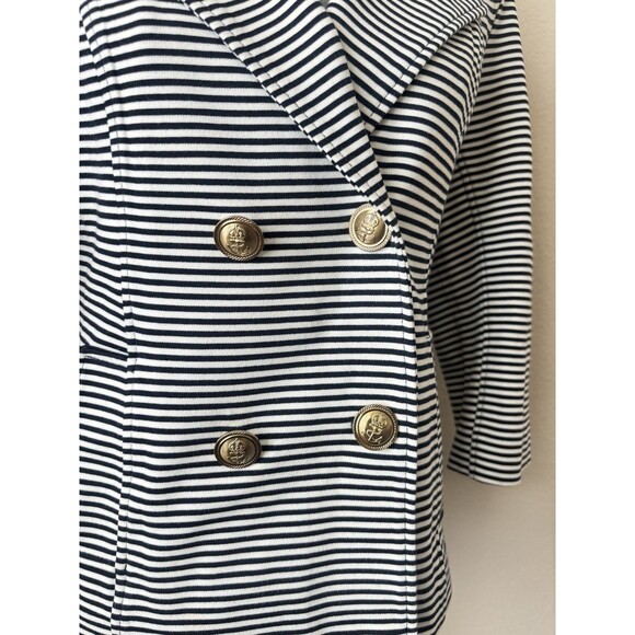 Cabi Size Small Blue Striped Double Breasted Blazer Jacket, Style #823 - Picture 3 of 9